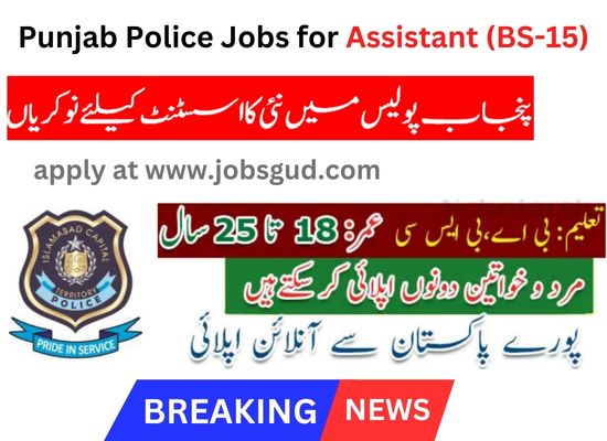 Punjab Police Jobs Assistant BS 15